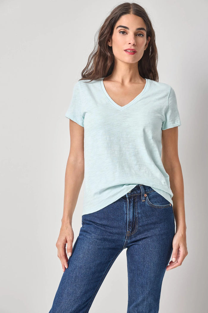 Lilla P Back Seam V-Neck Tee Seabreeze