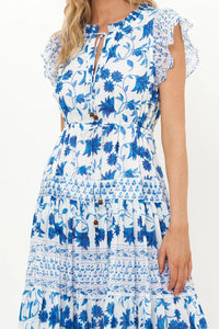 Oliphant Cinched Flirty Midi Marion Blue