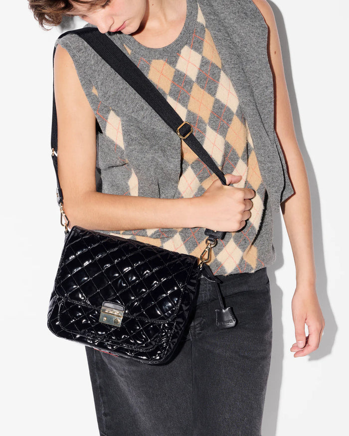 MZ Wallace Black Lacquer Medium Lock Crosby