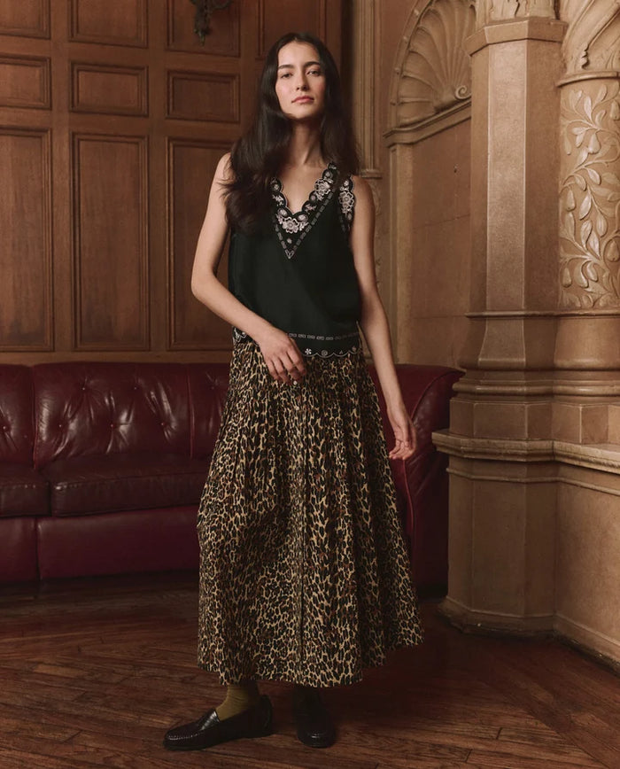 The Great Embroidered Floral Slip Top