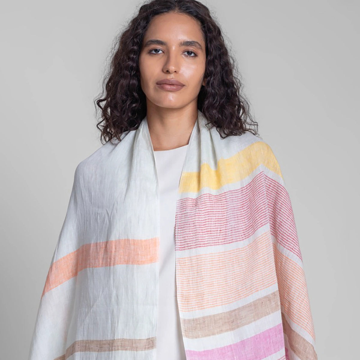 Sadhu Collective Handwoven Linen Scarf Gentle Hues