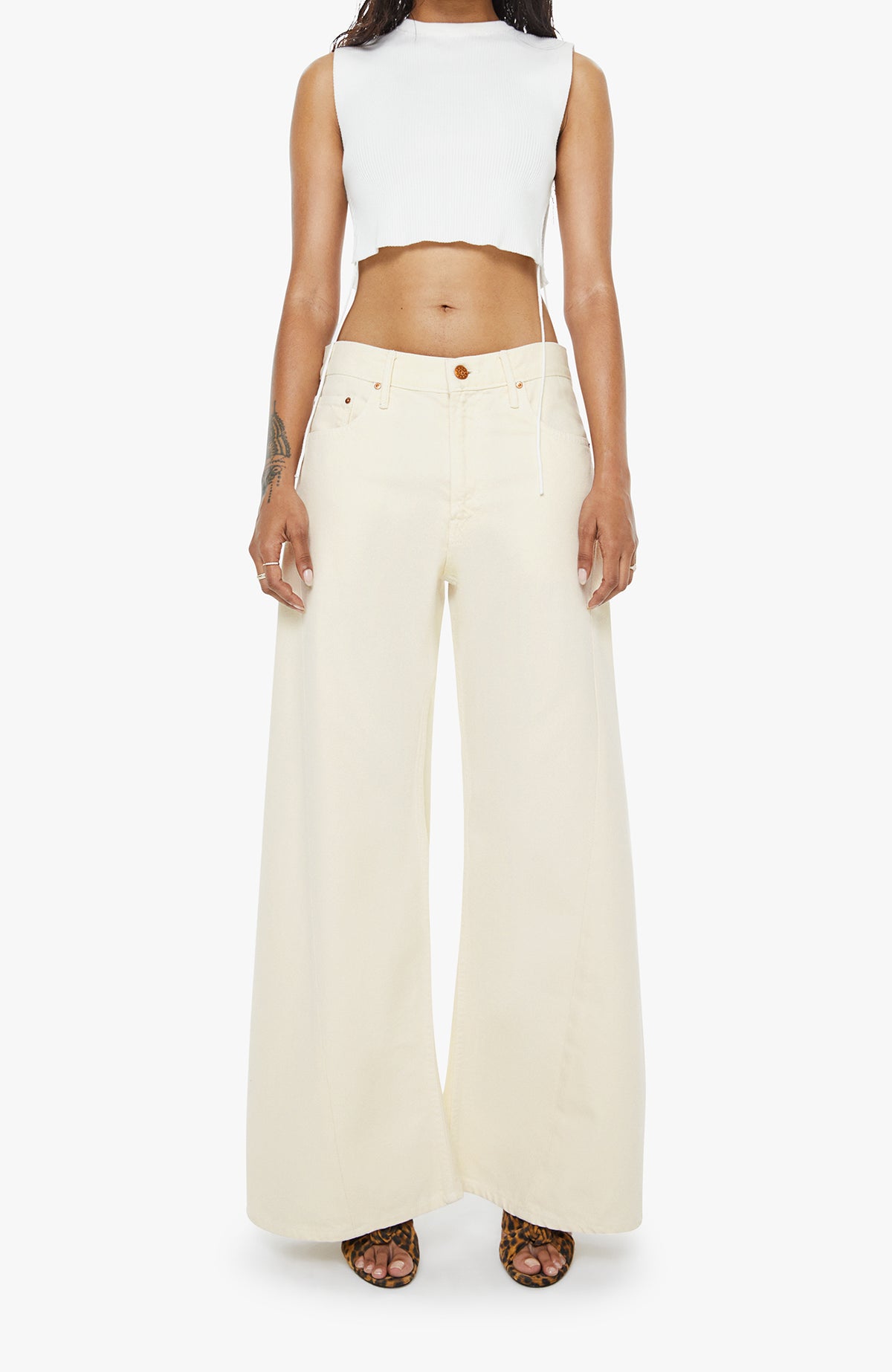 Mother Denim Lil Lemon Twist Sneak Natural Jeans