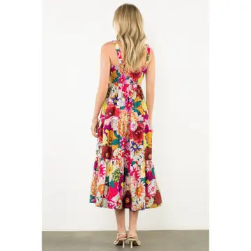 THML Floral Tiered Midi Dress