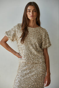 By Together Sequin Round Neck Top