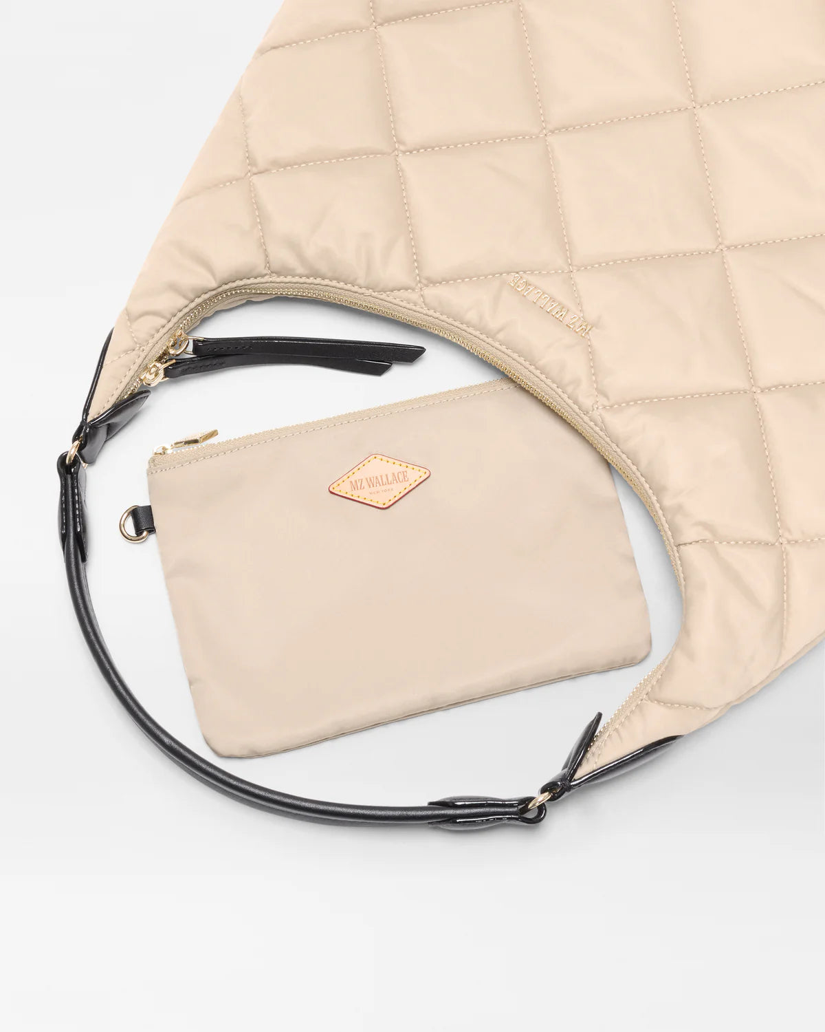 MZ Wallace Madison Shoulder Bag Buff Black