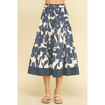 Pinch Floral Print Tiered Midi Skirt