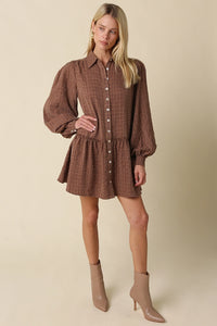 Olivaceous Caden Plaid Shirt Mini Dress