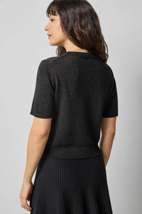 Lilla P Cotton Cashmere Short Sleeve Sparkle Sweater