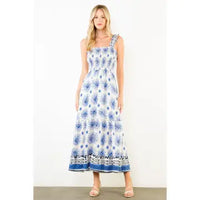 THML Floral Print Ruffle Strap Midi Dress