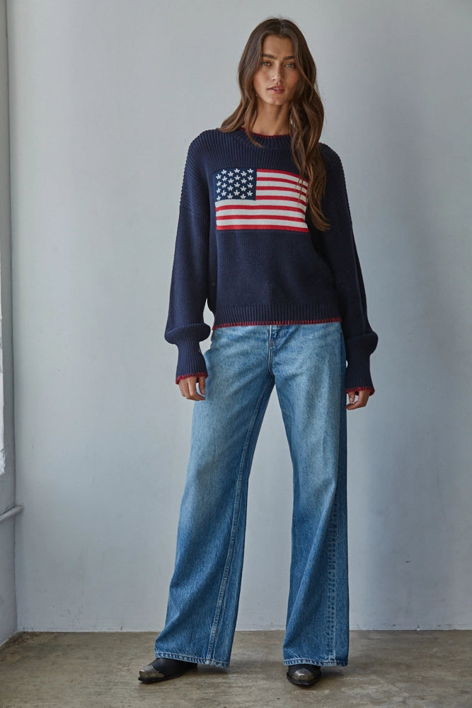 By Together America Flag Crew Sweater