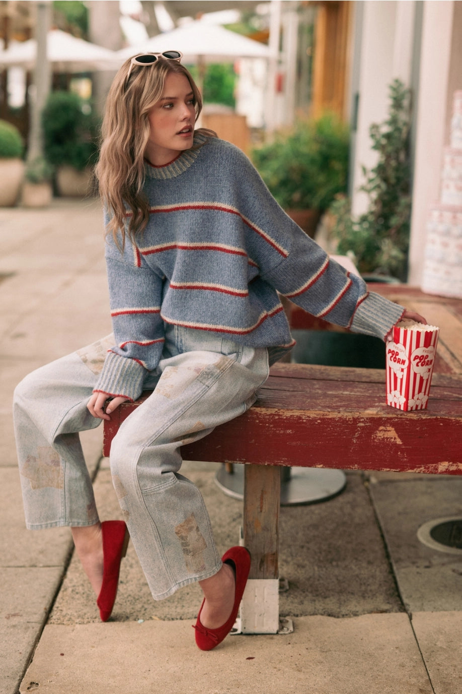 Miou Muse Stripe Crew Sweater