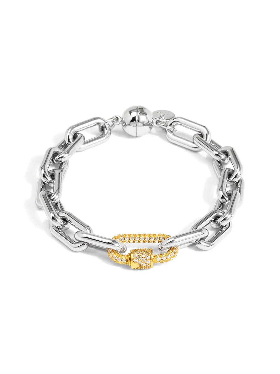 RHO Jewelry Two-Tone Carabiner Link Magnet Bracelet