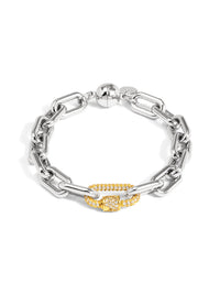 RHO Jewelry Two-Tone Carabiner Link Magnet Bracelet