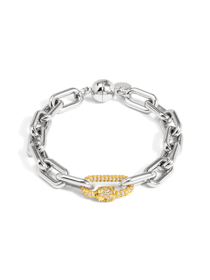 RHO Jewelry Two-Tone Carabiner Link Magnet Bracelet