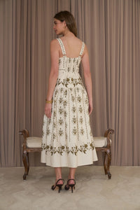 Moon River Botanical Print Midi Dress