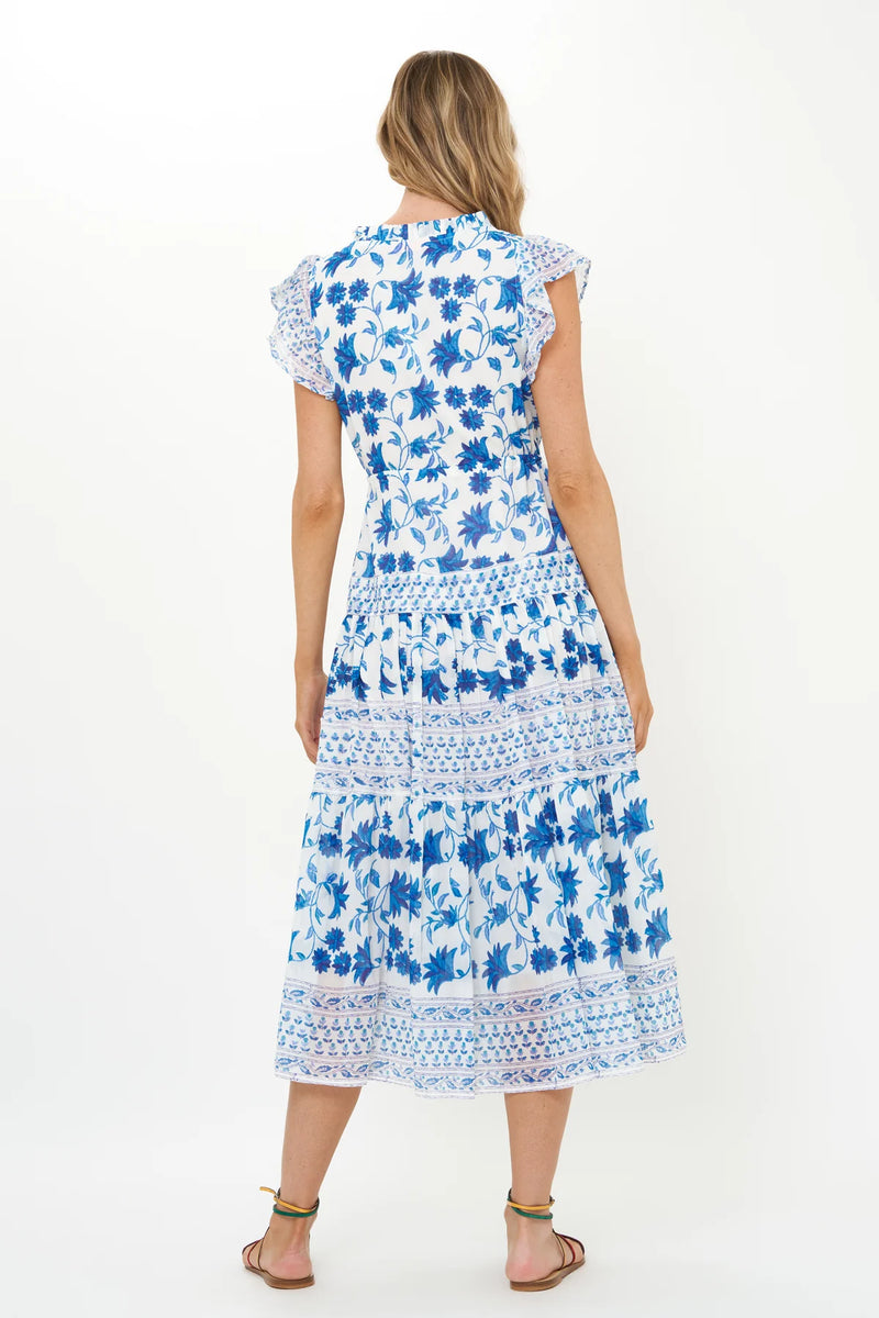 Oliphant Cinched Flirty Midi Marion Blue