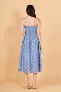 English Factory Checkered Smocked Midi Dress