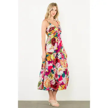 THML Floral Tiered Midi Dress