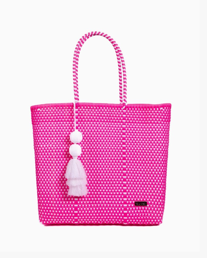 Valerosa Pink and White Checkered Playera Tote