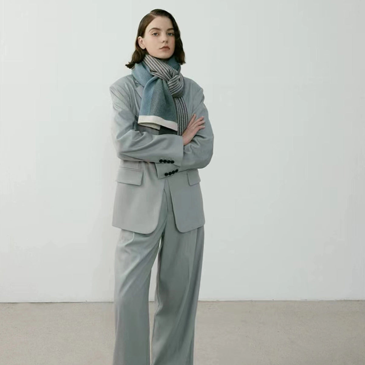 Vintage Stripe Contrast Knit Scarf