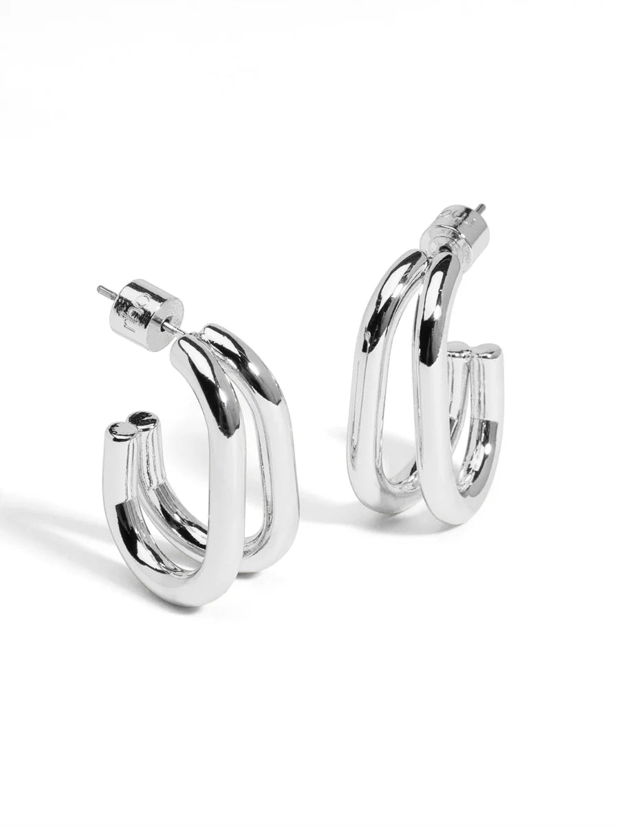 RHO Wide Metal Double Hoop Earrings