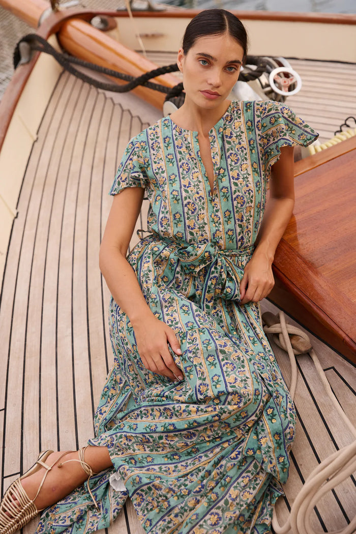 Oliphant V-Neck Maxi Dress Taj Aqua