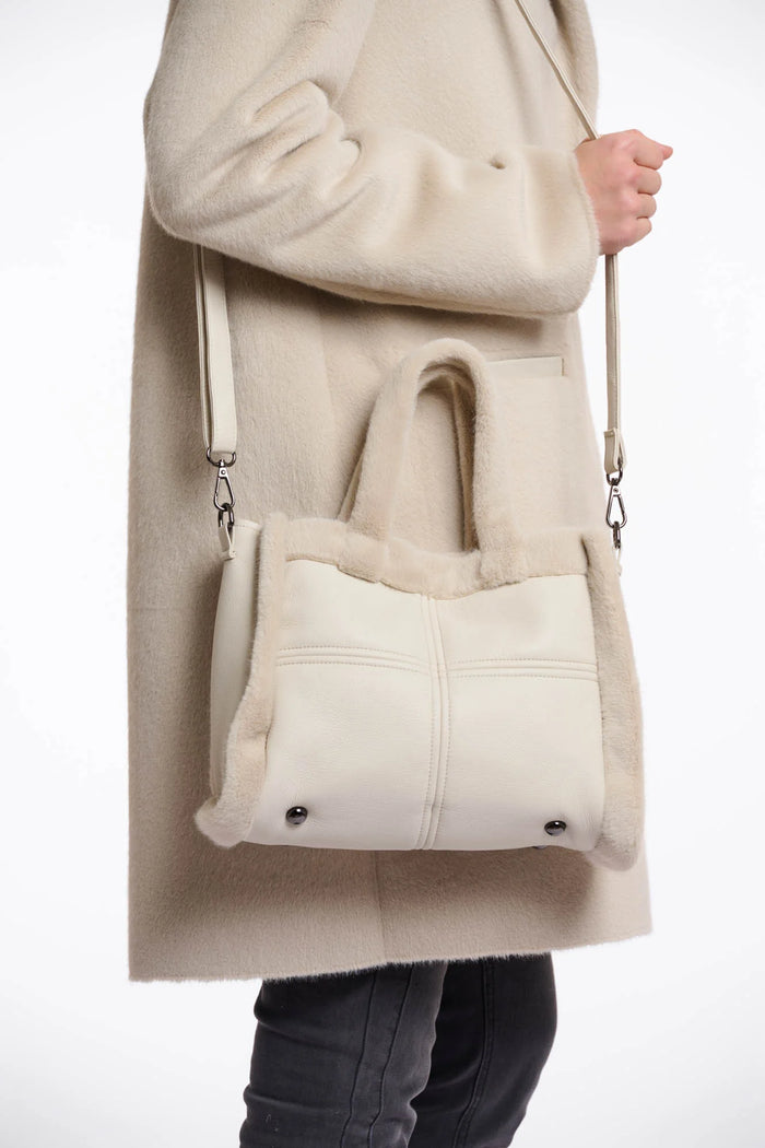 Rino & Pelle Jasha Small Faux Fur Leather Trim Shopper