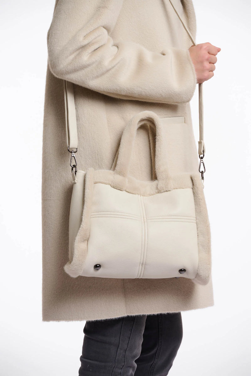 Rino & Pelle Jasha Small Faux Fur Leather Trim Shopper