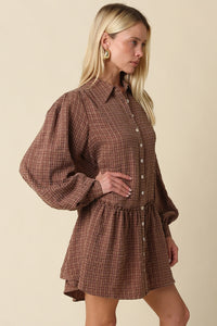 Olivaceous Caden Plaid Shirt Mini Dress