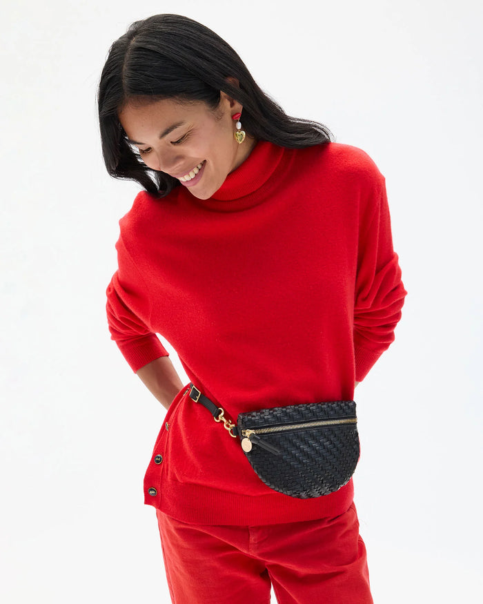 Clare V Petite Fanny Woven Zig Zag Bag