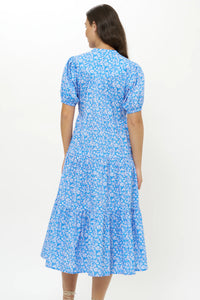 Oliphant Scoop Tier Midi Dress Ditsy Blue