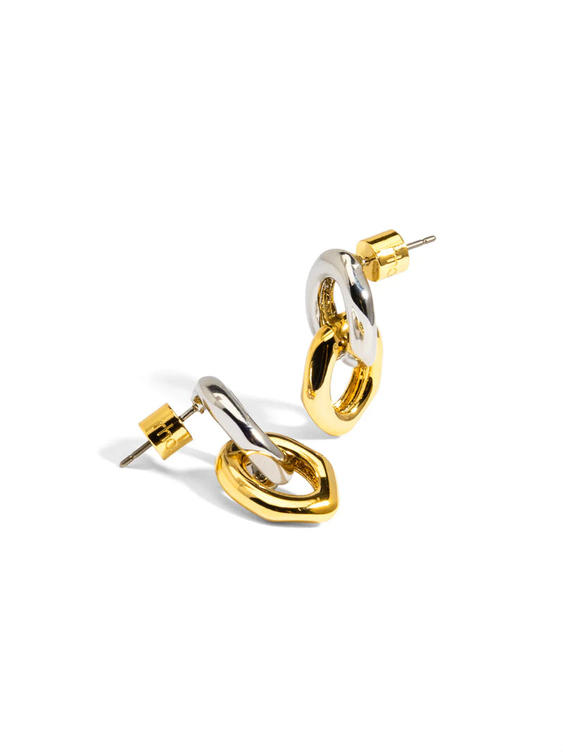 RHO Two Tone Small Link Drop Earrings