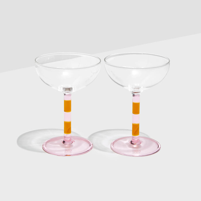 Fazeek Striped Coupe Glasses (Set of 2)