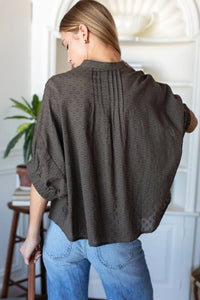 Emerson Fry Mandarin Collar Top Olive Grove Swiss