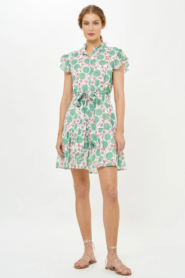 Oliphant Ruffle Collar Monarch Green Mini Dress