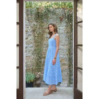 Moon River Geometric Floral Eyelet Dress
