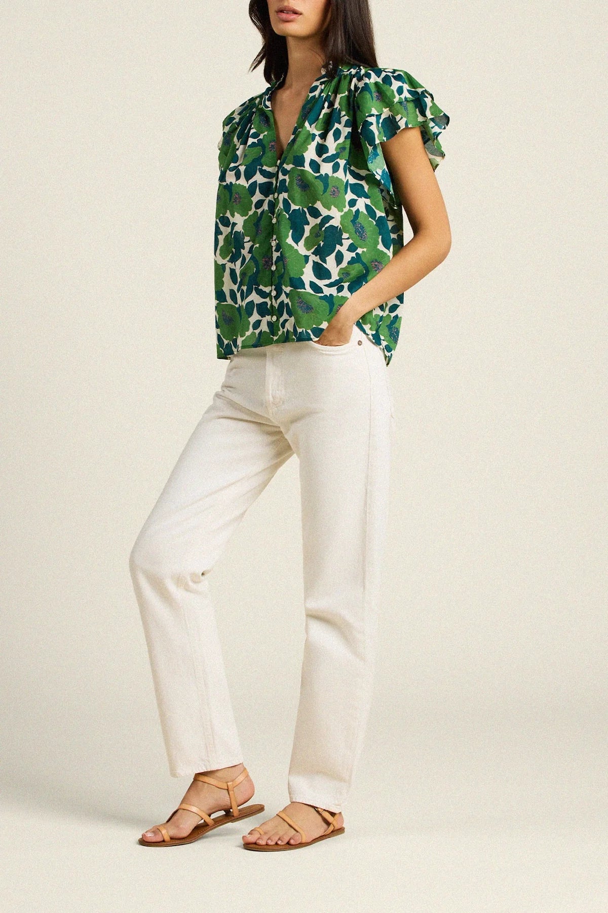 Trovata Birds of Paradis Violette Vega Floral Print Top