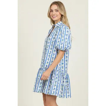 Pinch Floral Puff Sleeve Mini Dress