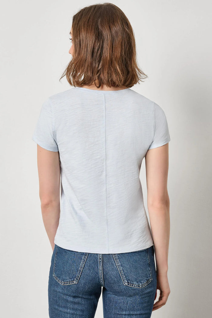Lilla P Short Sleeve Back Seam V-Neck Glass
