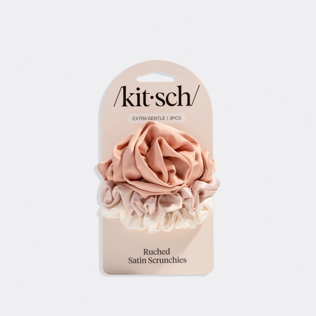 Kitsch Rosette Ruched Satin Scrunchies 3 pc Set