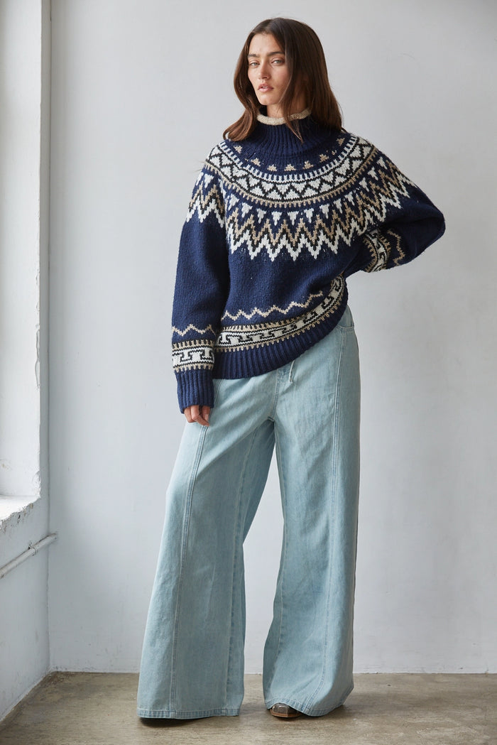 By Together Fair Isle Mockneck Sweater