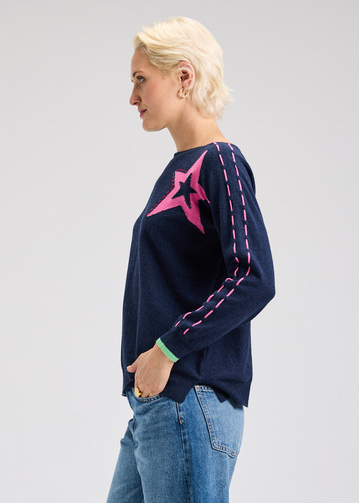 Zaket & Plover Threaded Star Crew Sweater