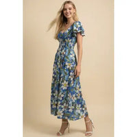 Pinch Floral Print Tiered Midi Dress