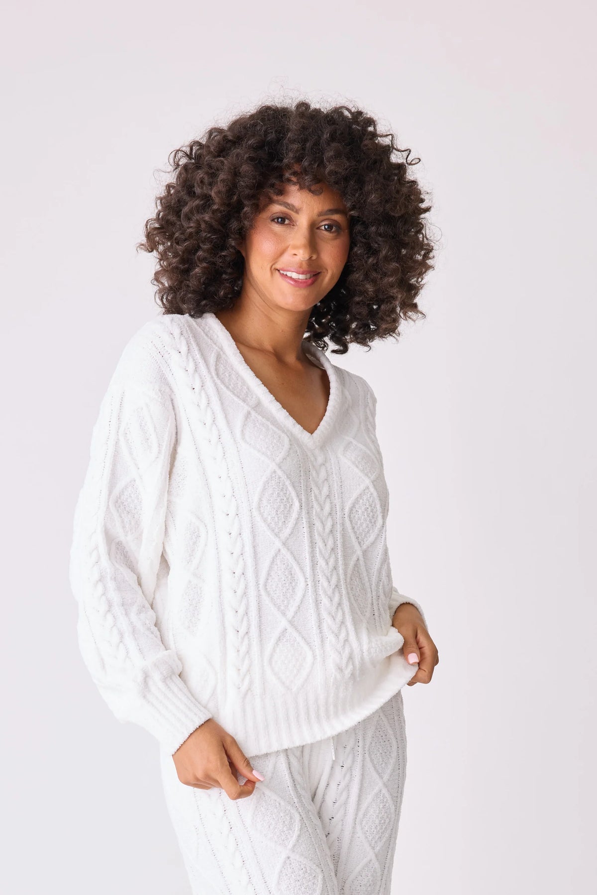 PJ Salvage Chenille Cable Crew Lounge Top