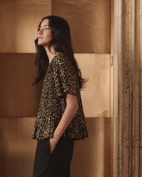 The Great Leopard Print Smocked Top
