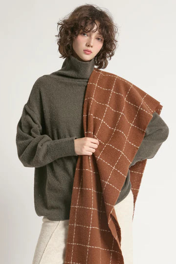 Look by M Windowpane Blanket Scarf