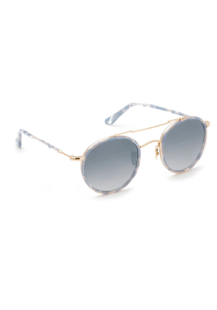 Krewe Porter 18K Titanium + Opaline Mirrored Sunglasses