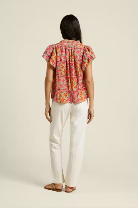 Trovata Birds of Paradis Violette Botanic Tile Print Top