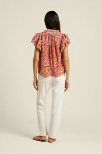 Trovata Birds of Paradis Violette Botanic Tile Print Top