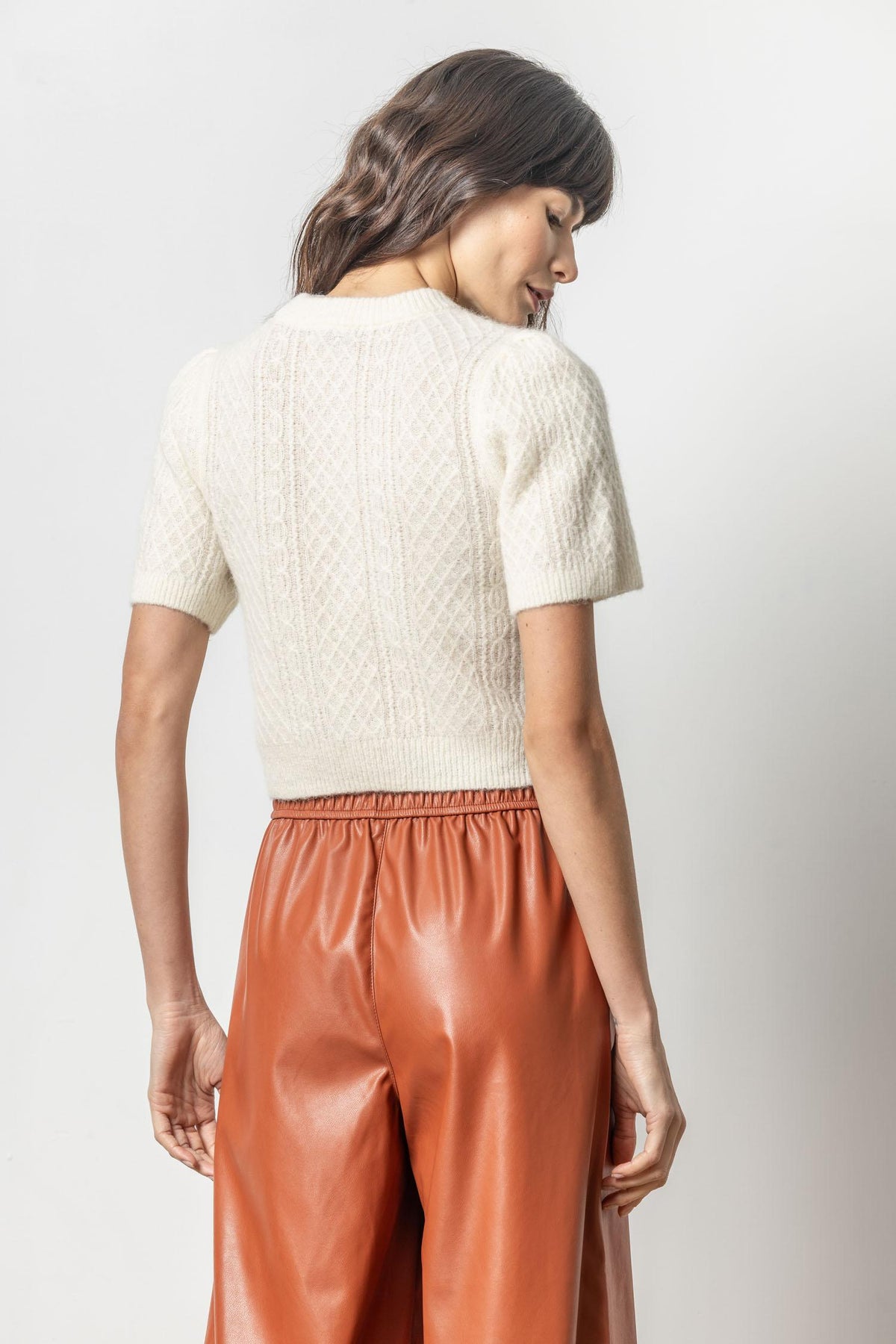 Lilla P Cropped Alpaca Cable Sweater